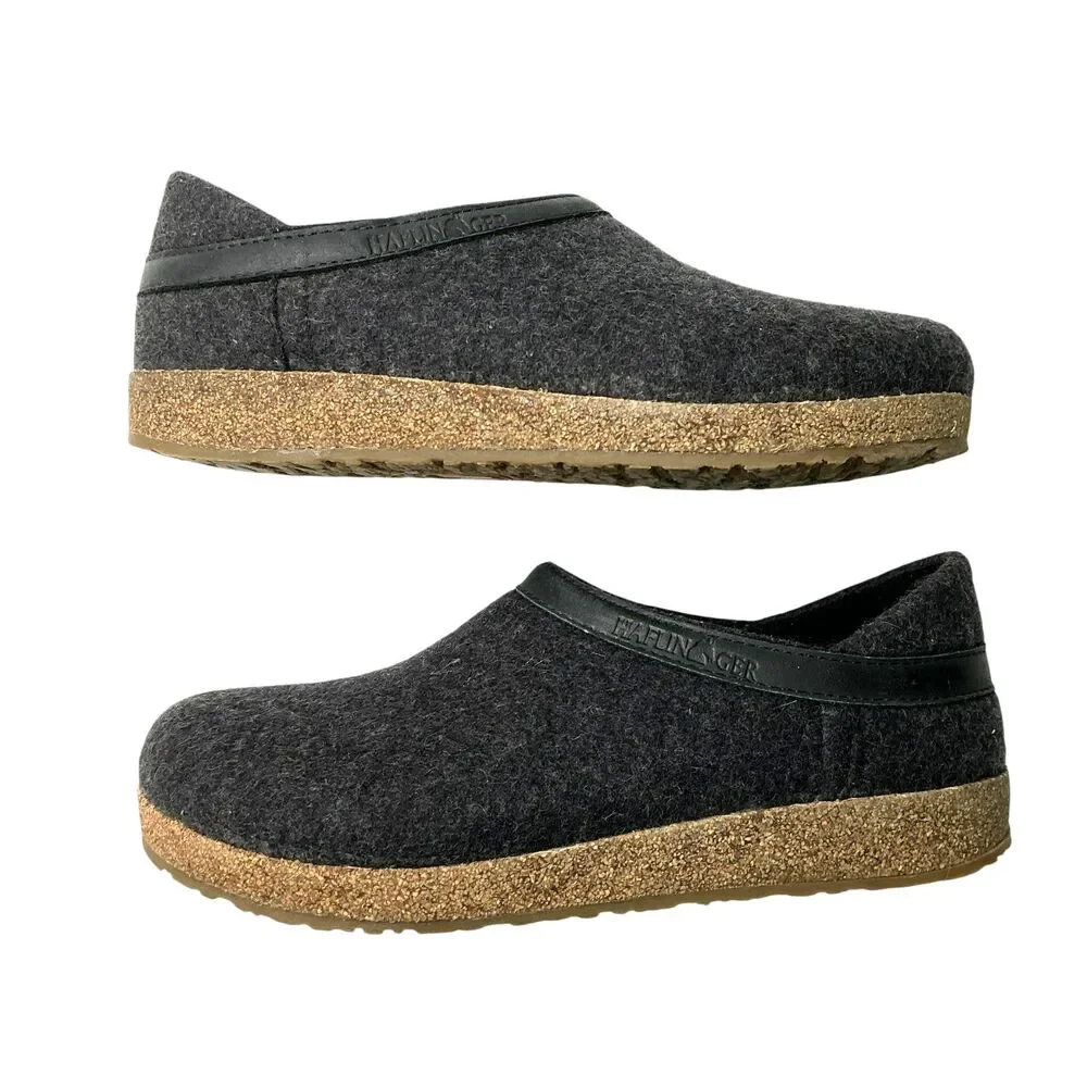 Haflinger Grizzly Torben Wool Clogs  Mens Size 42 Charcoal Slip On Cork Comfort
